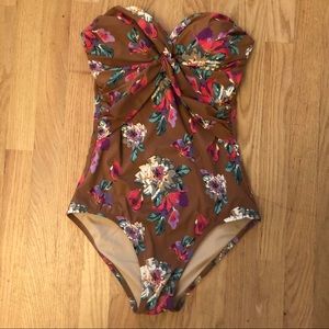 J.Crew Brown Floral One Piece Swimsuit